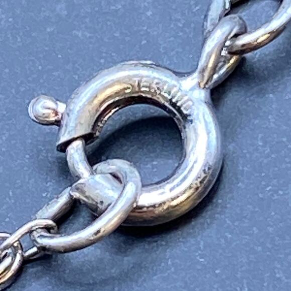 Vintage Signed JS 925 Sterling Silver And 26 Diamonds Heart Pendant Necklace 14" - Picture 7 of 7